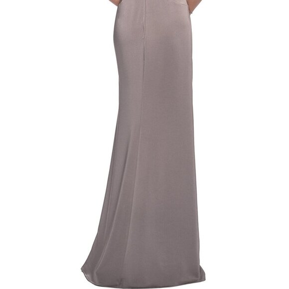 NWT La Femme 26523SC Satin Mother of the Bride Dress Pewter Size 6 - Picture 4 of 8